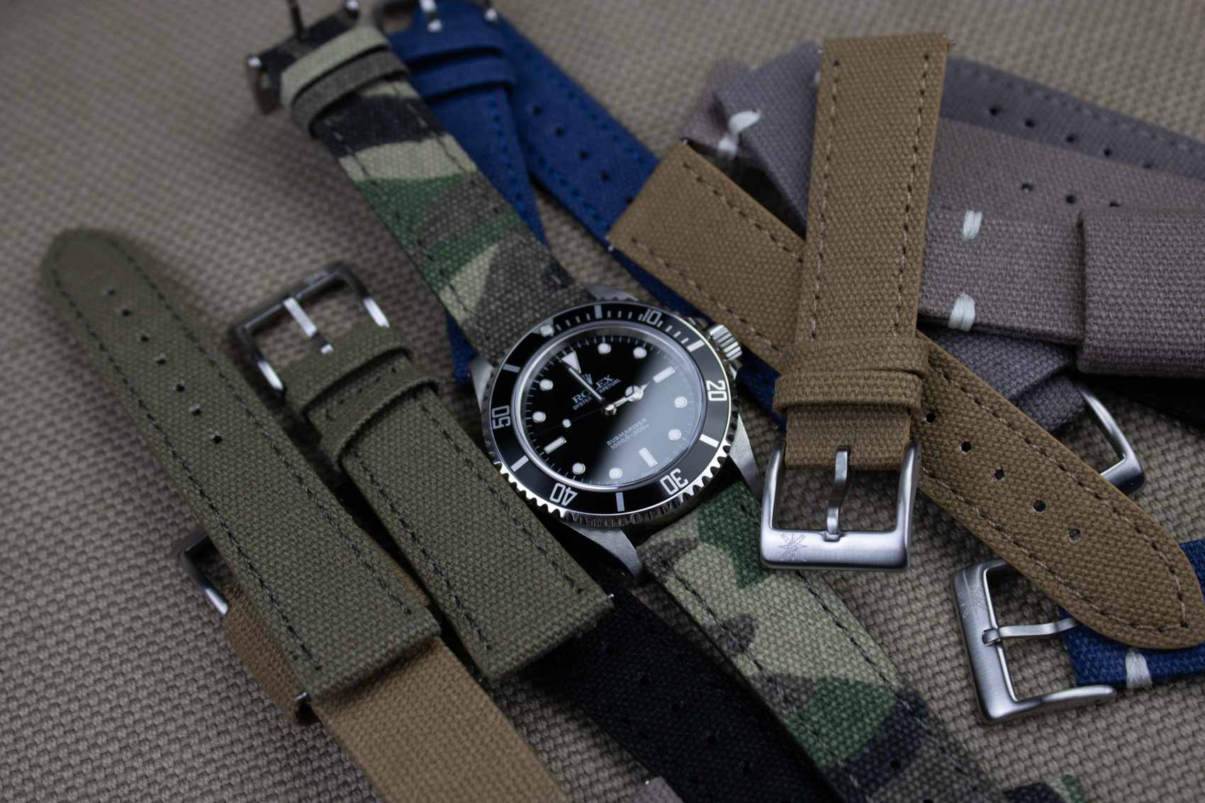 Camo watch band on a Rolex Submariner