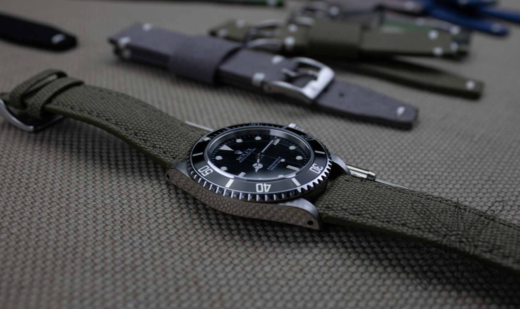 Canvas watch band on a Rolex Submariner