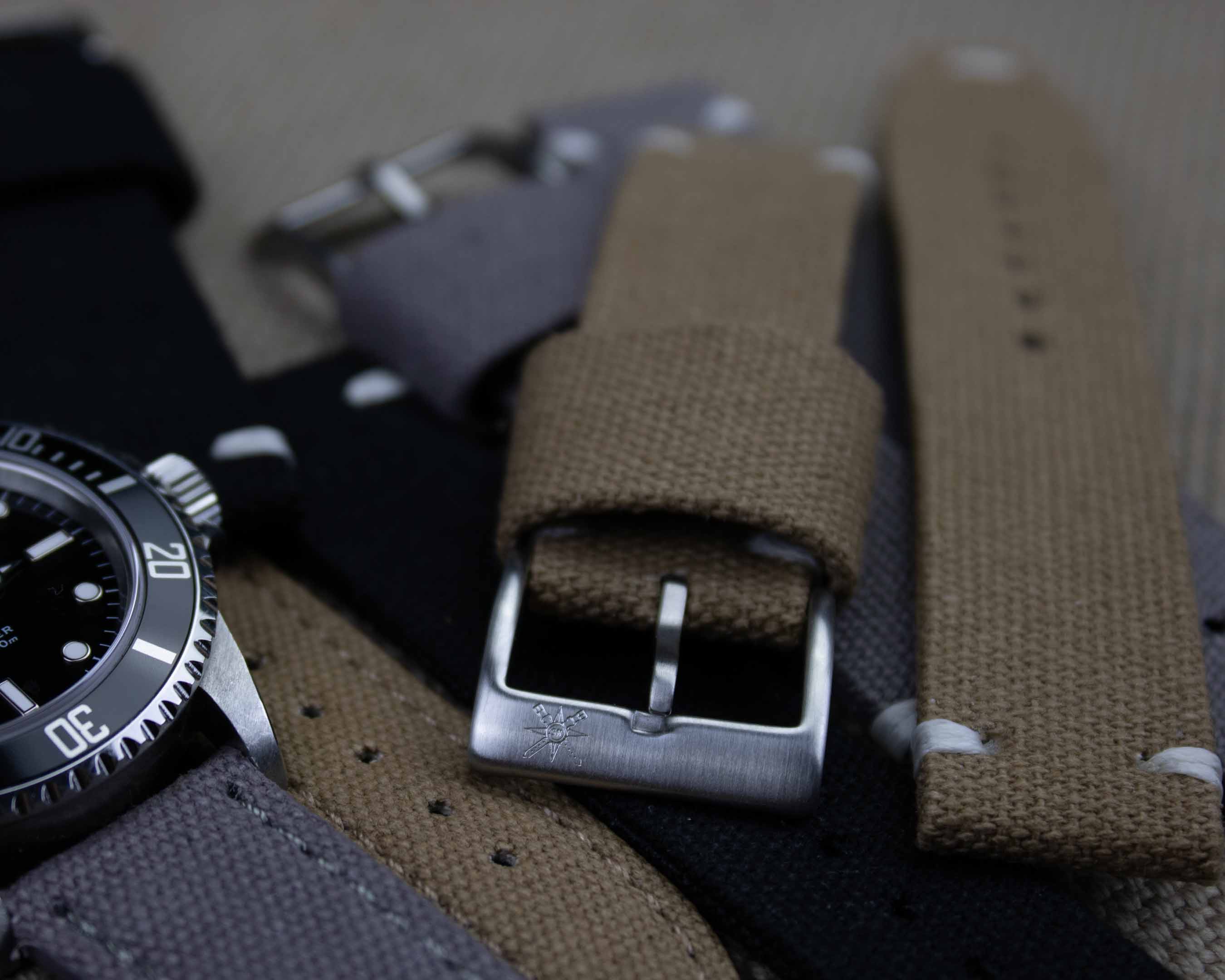 Khaki canvas watch band