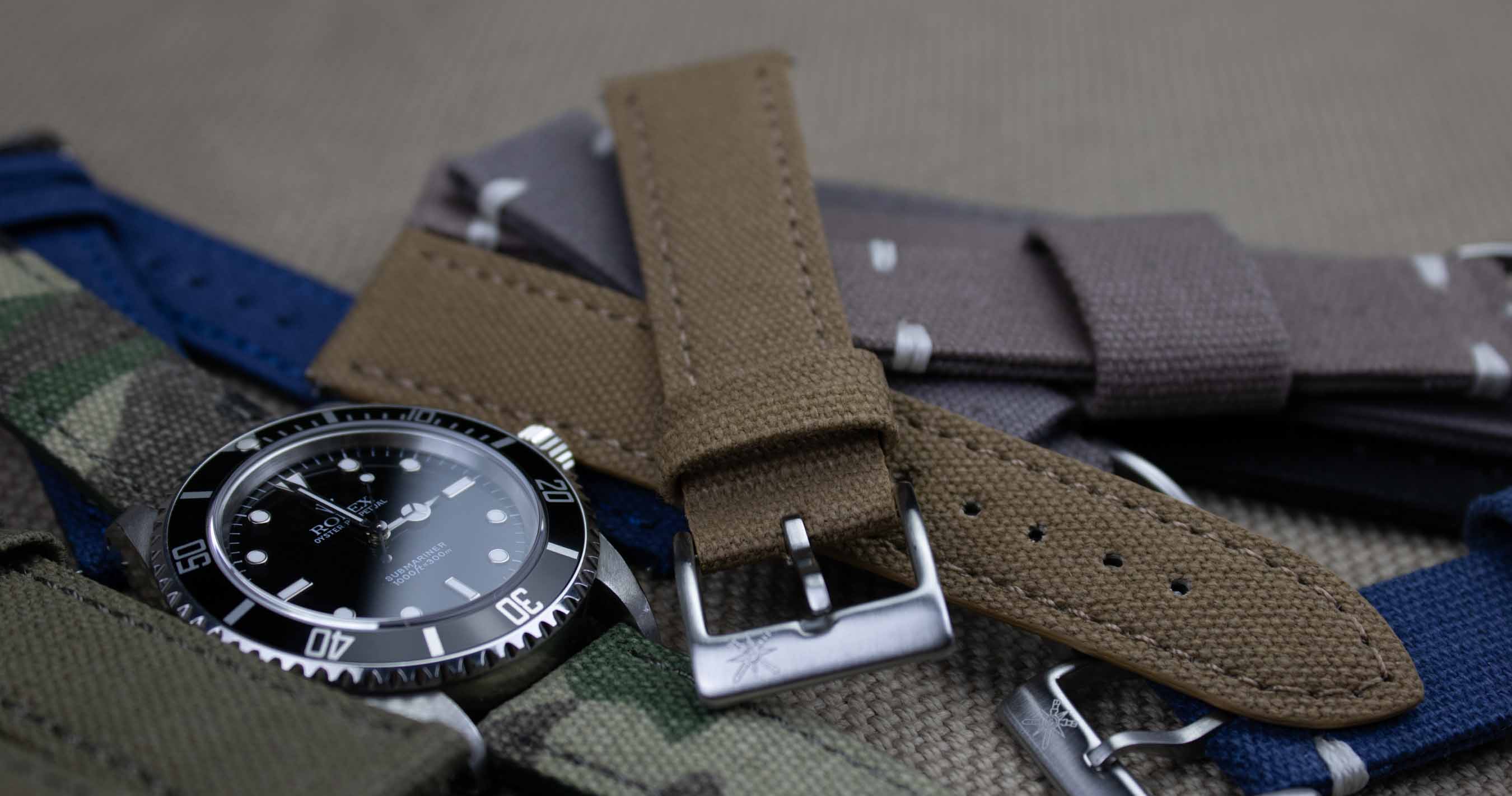 Khaki canvas watch band