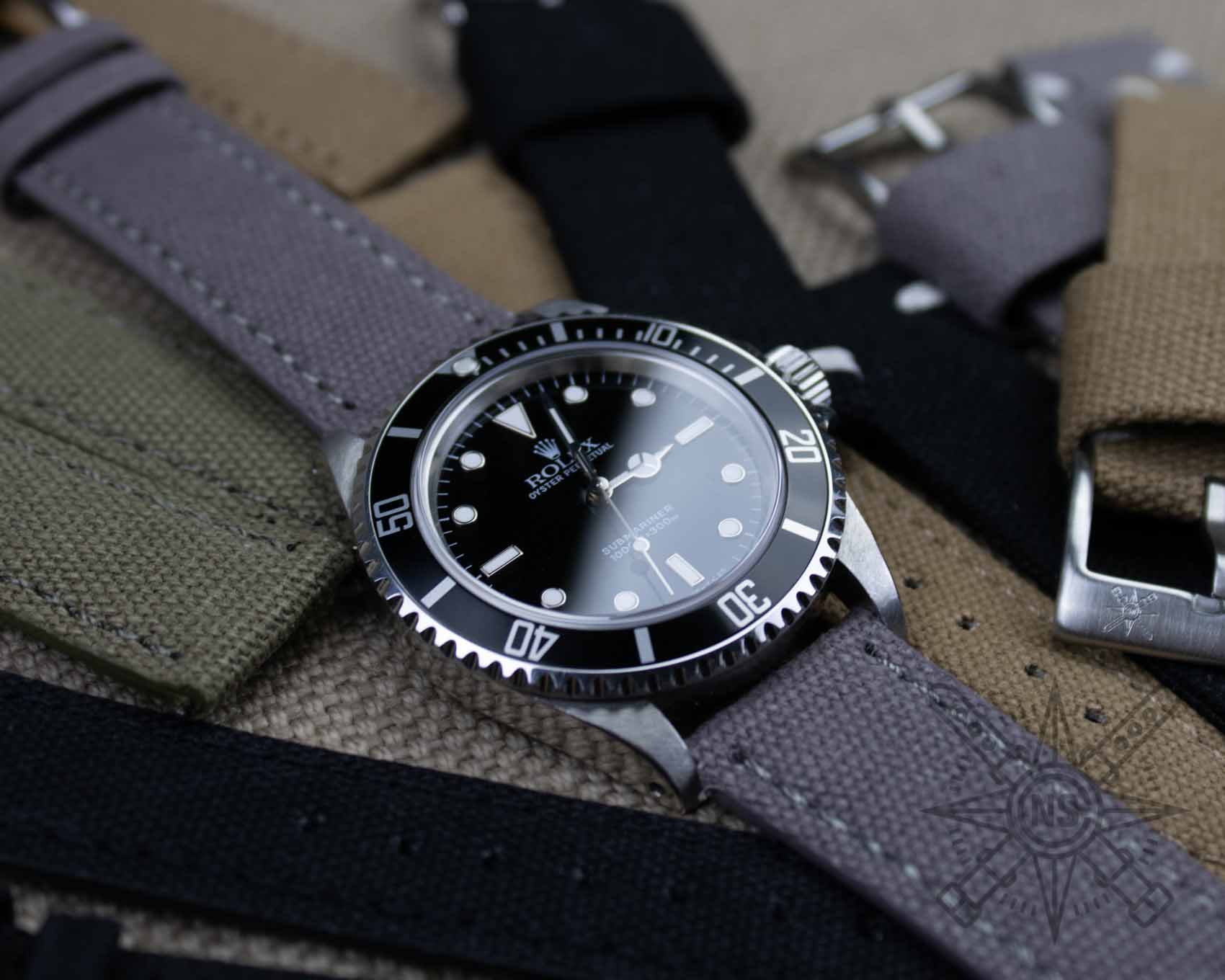 Rolex Submariner on a canvas watch strap