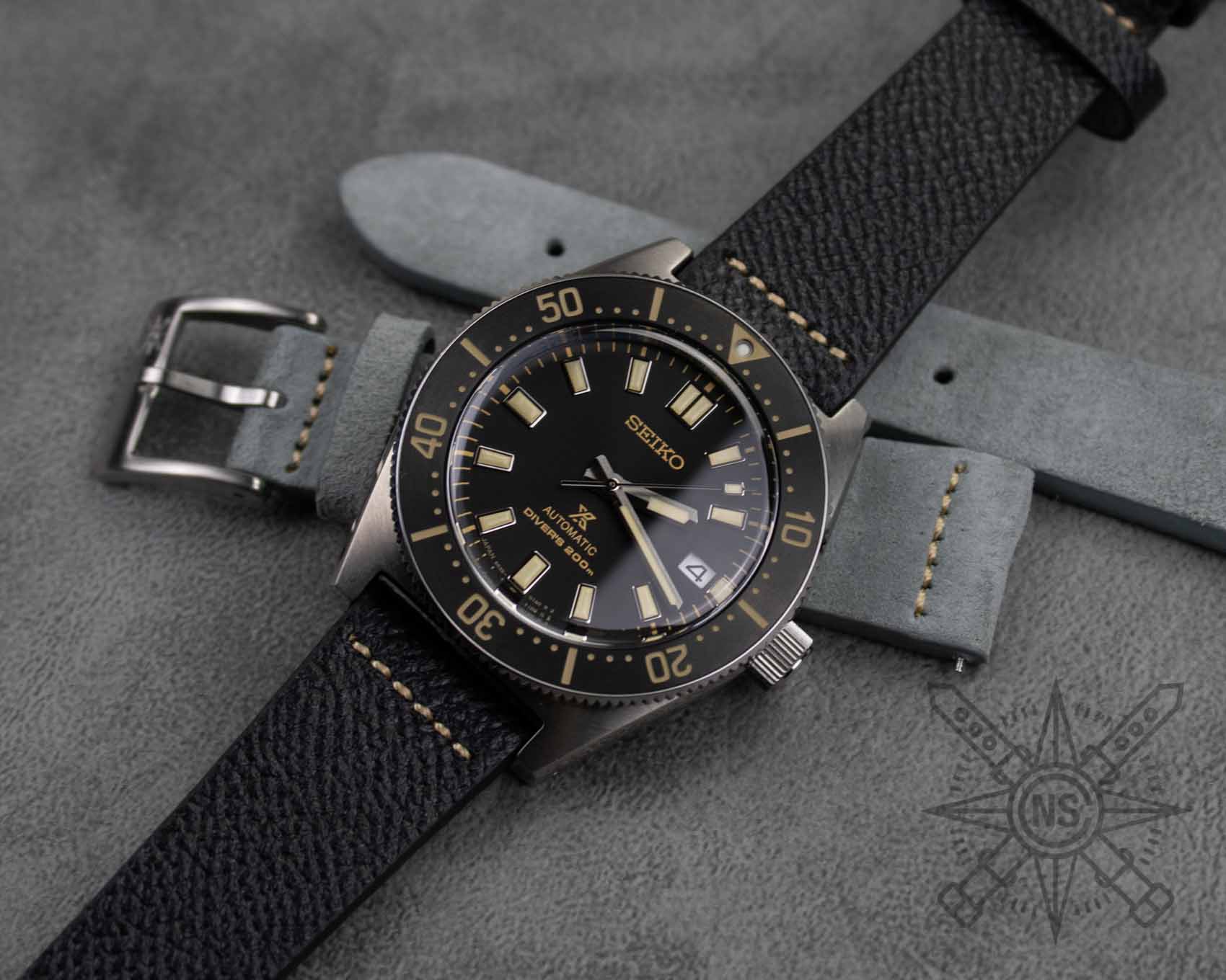 Seiko diver on a leather watch band