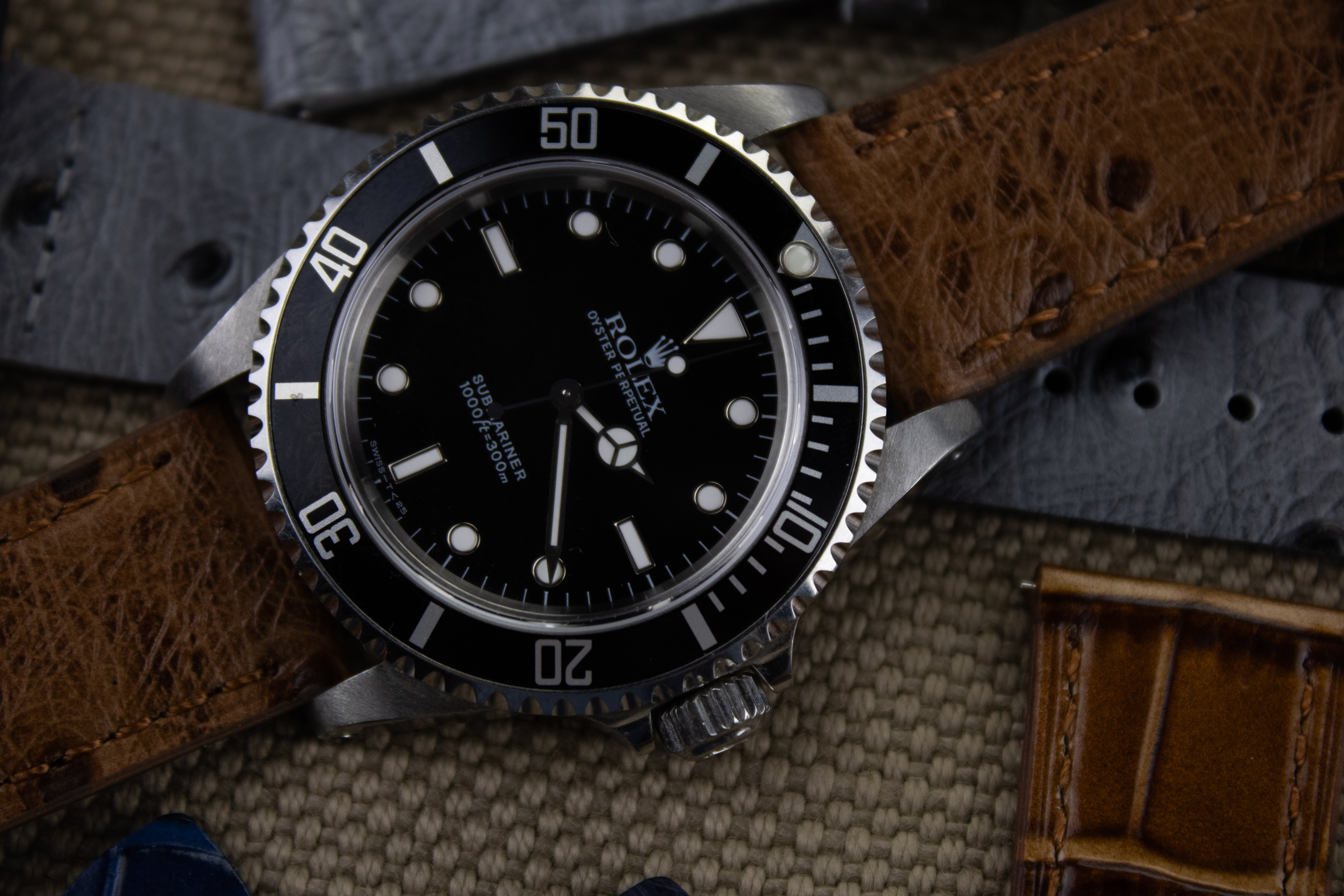 Rolex Submariner on an ostrich leather watch band