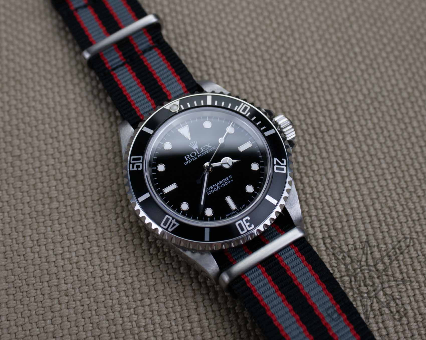 James Bond nylon watch strap on a Rolex Submariner