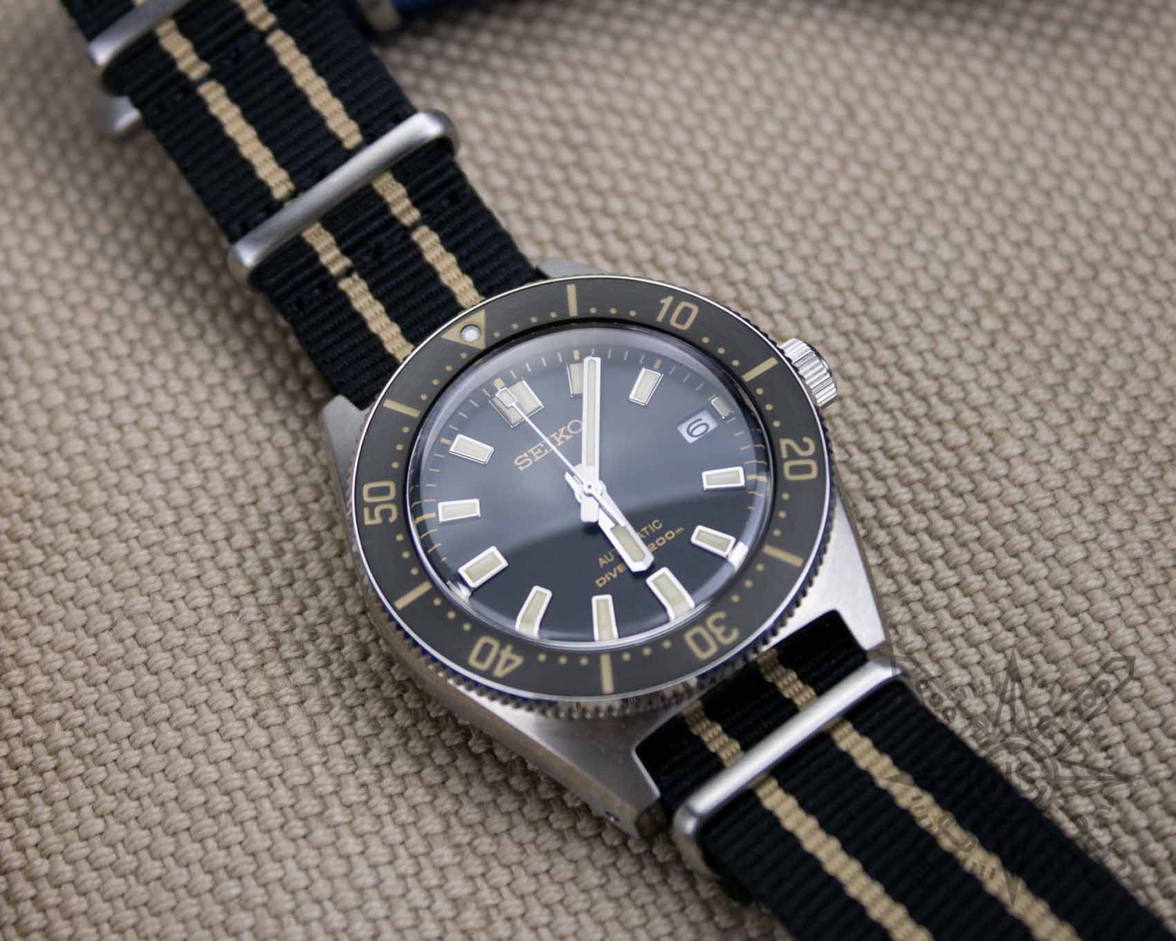 Nylon watch strap on a seiko diver