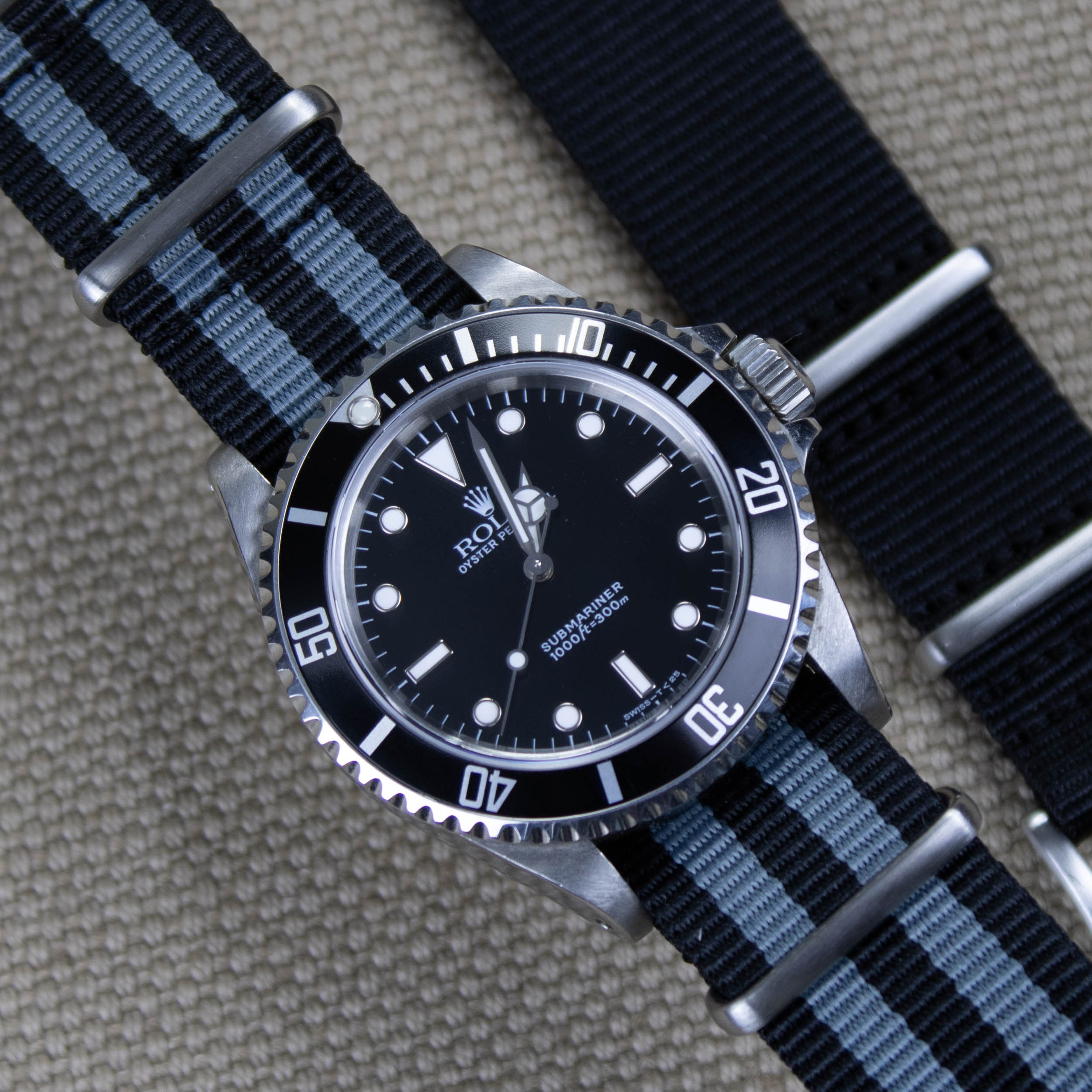 Rolex Submariner on a Original James Bond nylon watch strap