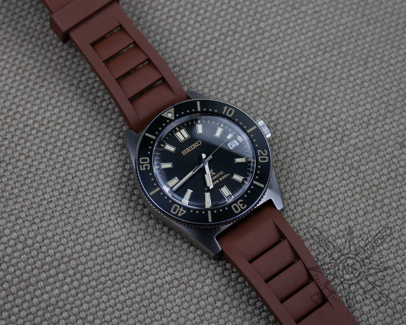 Seiko diver on a rubber watch strap
