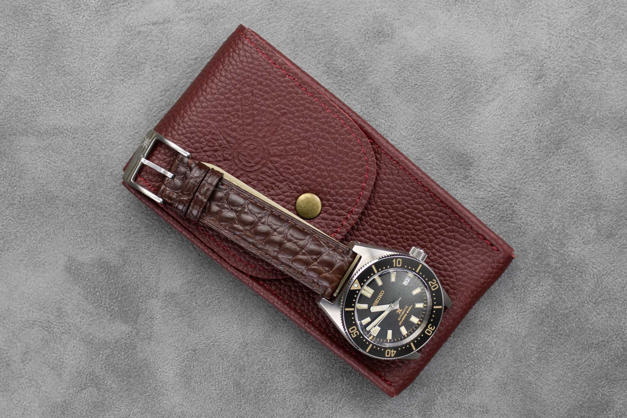 Leather watch pouch